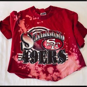 Red destroyed 49ers crop top.
